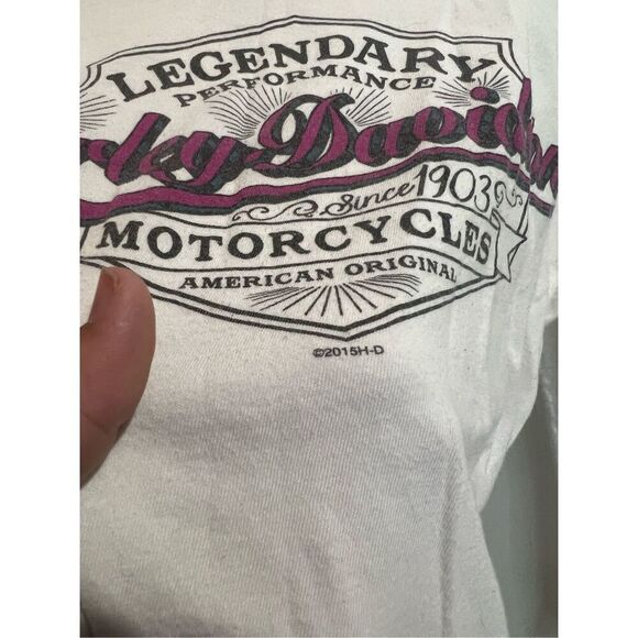 Harley Davidson White Long Sleeve Shirt Woman’s Size Medium- Flaws/Marks/Bally - Picture 5 of 13